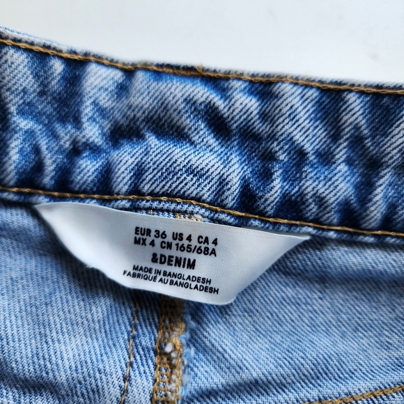 H&M &Denim Skirt Women's Button Fly Cut Off Frayed High Rise Blue Raw Cotton 4 - Picture 5 of 9